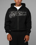 Loiter Silicone Rhinestone Zip Hoodie Black