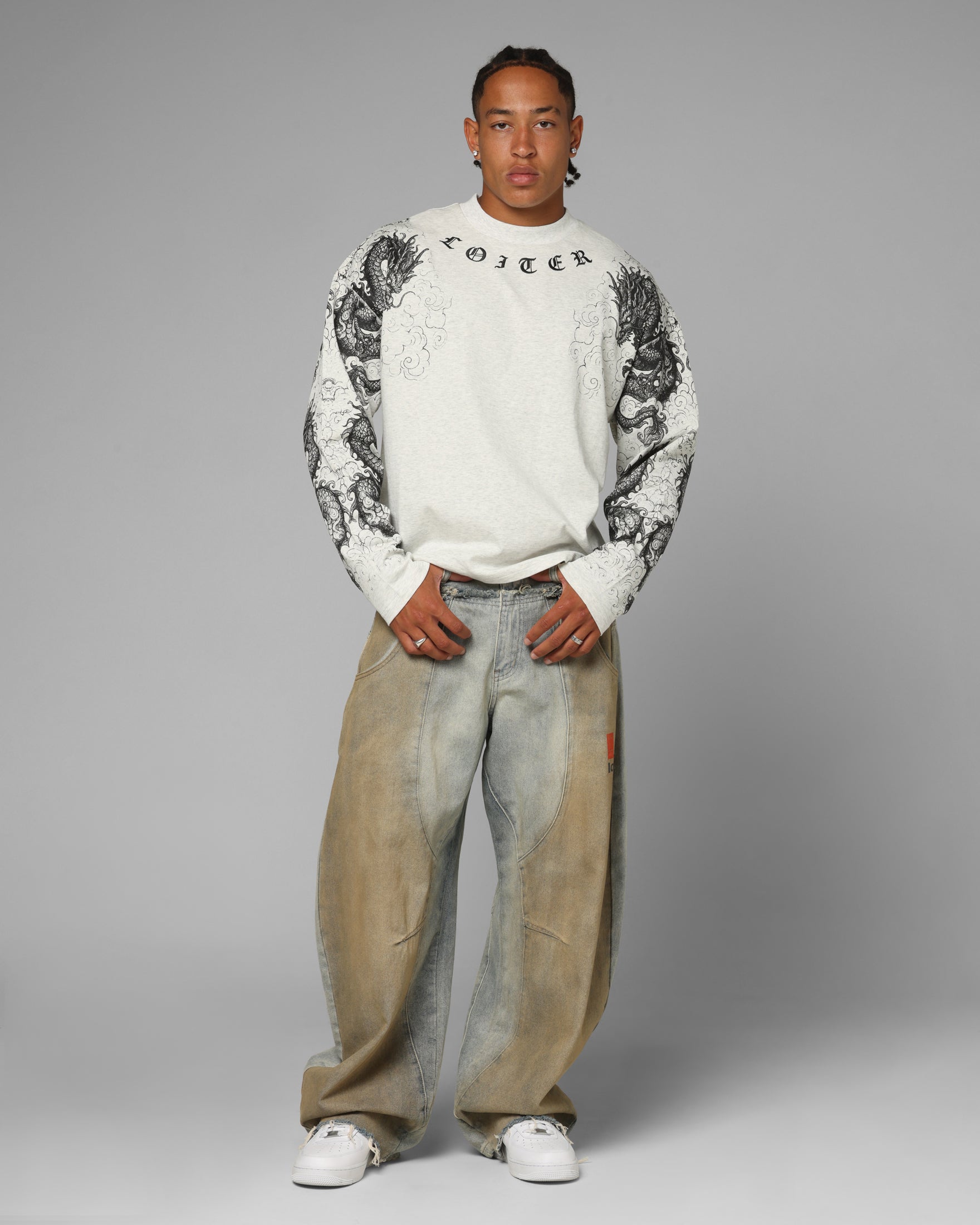 Loiter Dragon Tattoo Long Sleeve T-Shirt White