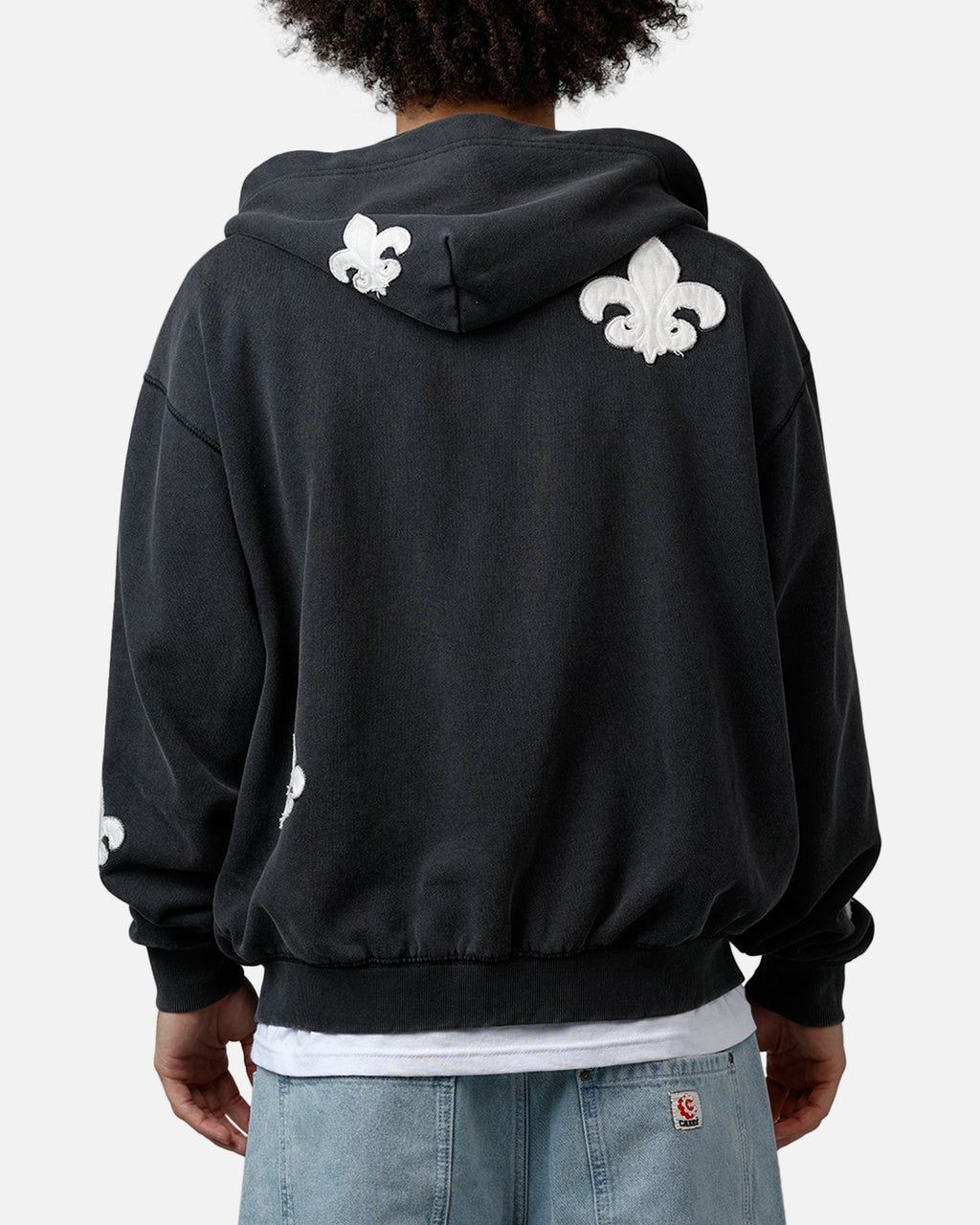 MNML Fleur Zip Up Hoodie Washed Black