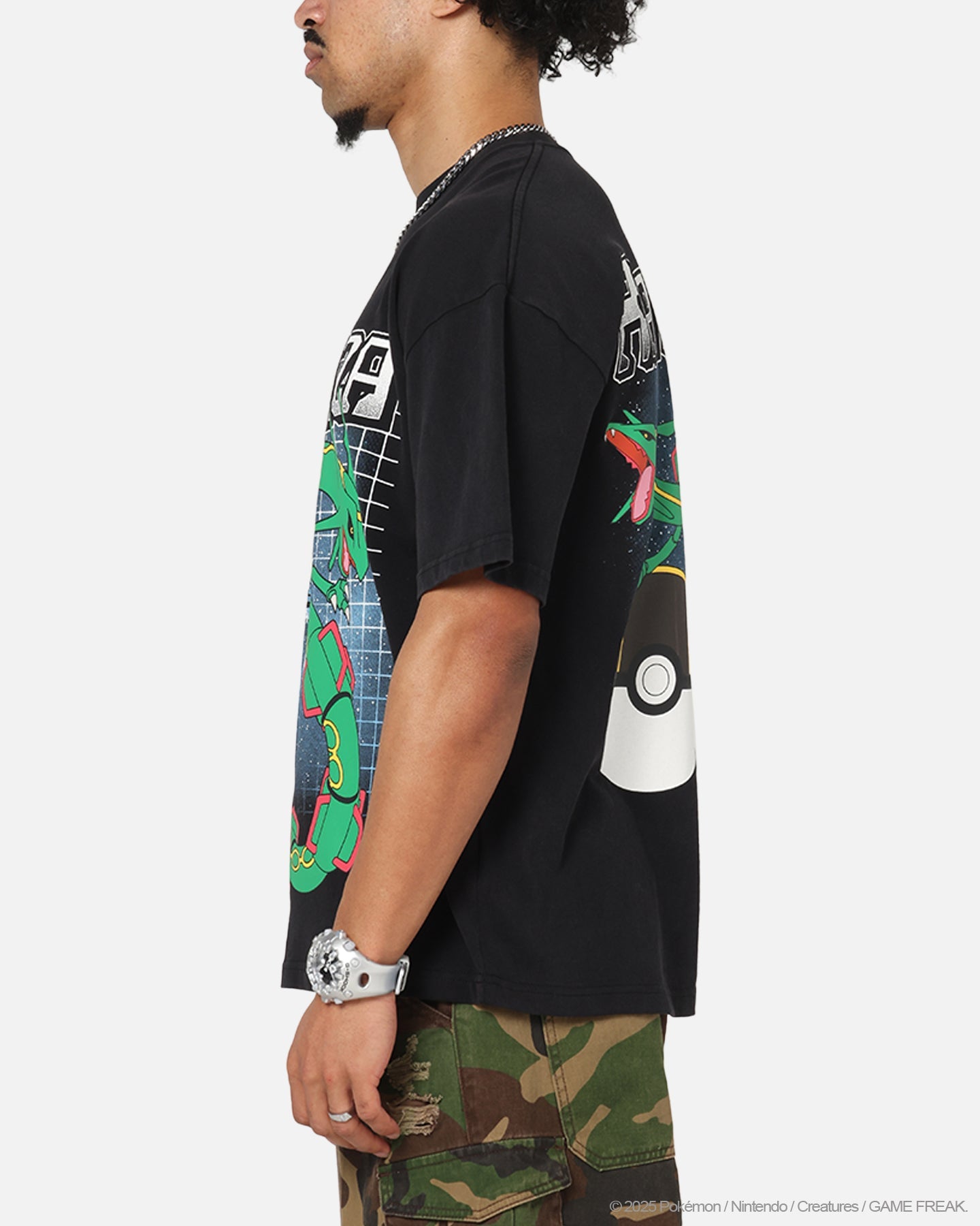 The Pokémon Collection By 73Studio Rayquaza Vintage T-Shirt Off Black
