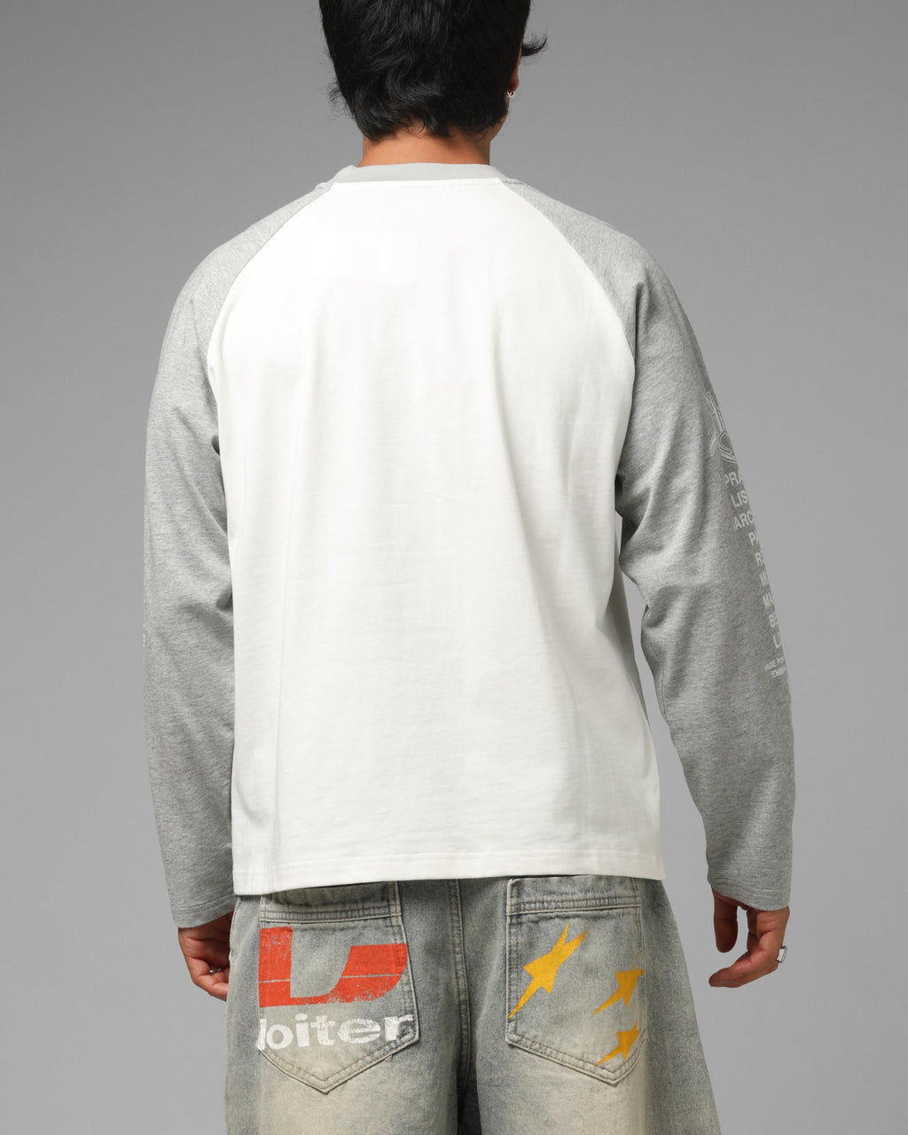 Loiter American Dream Long Sleeve T-Shirt Off White/Grey