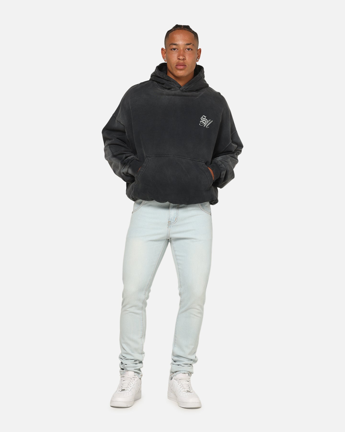 Saint Morta Celestial Boxy Hoodie Black Wash