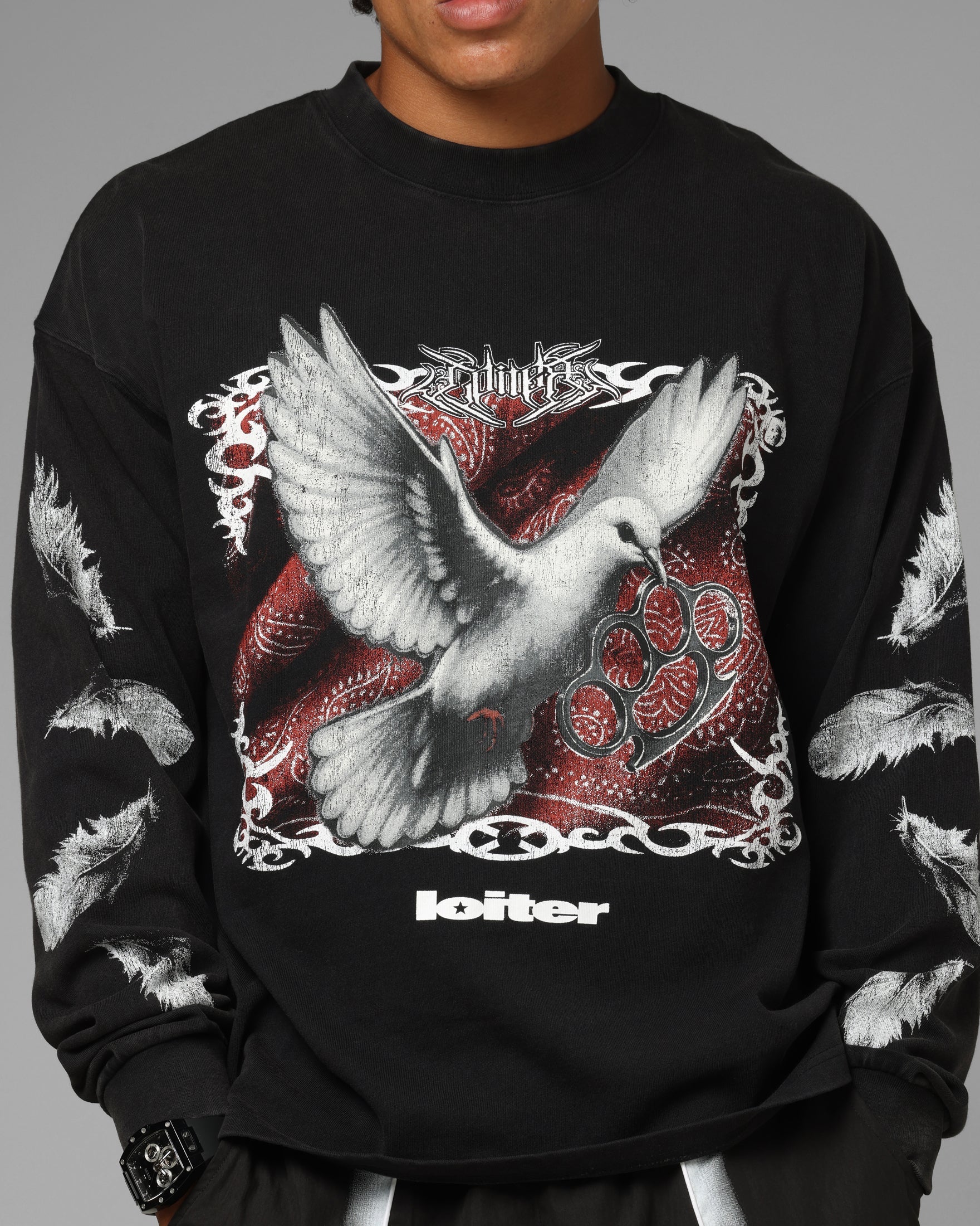 Loiter Dove Vintage Long Sleeve T-Shirt Black