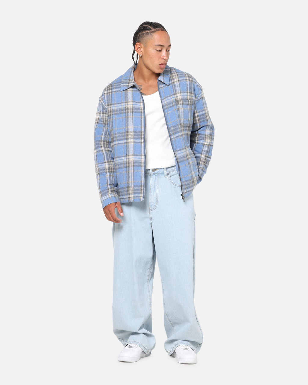 Saint Morta Plaid Zip Jacket Blue