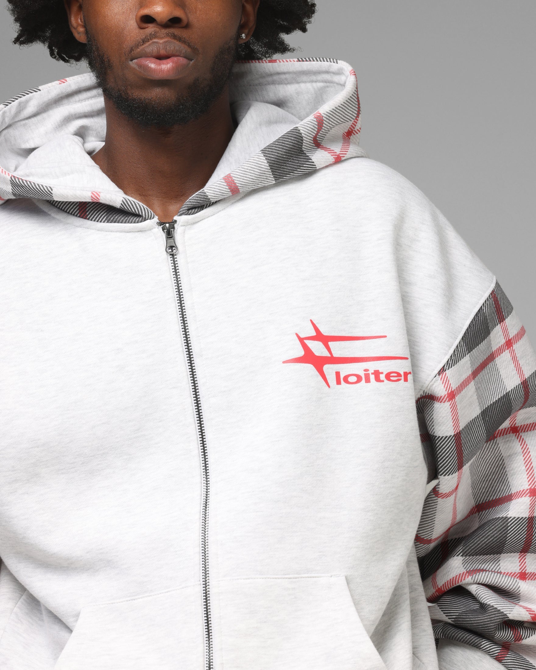 Loiter Ultra Hybrid Zip Hoodie Off White/Red