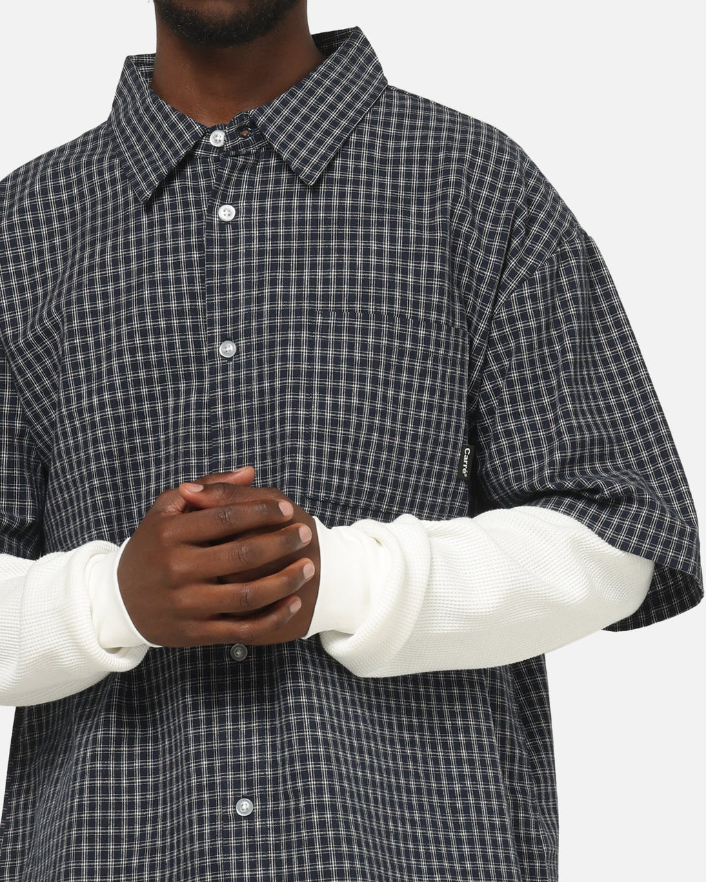 Carre Archive Layered Shirt Navy Plaid