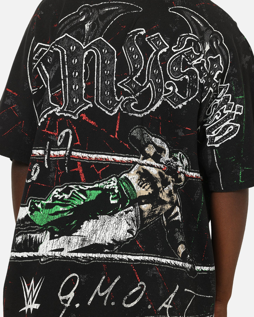 73Studio X WWE 619 All Over Print T-Shirt Black Wash
