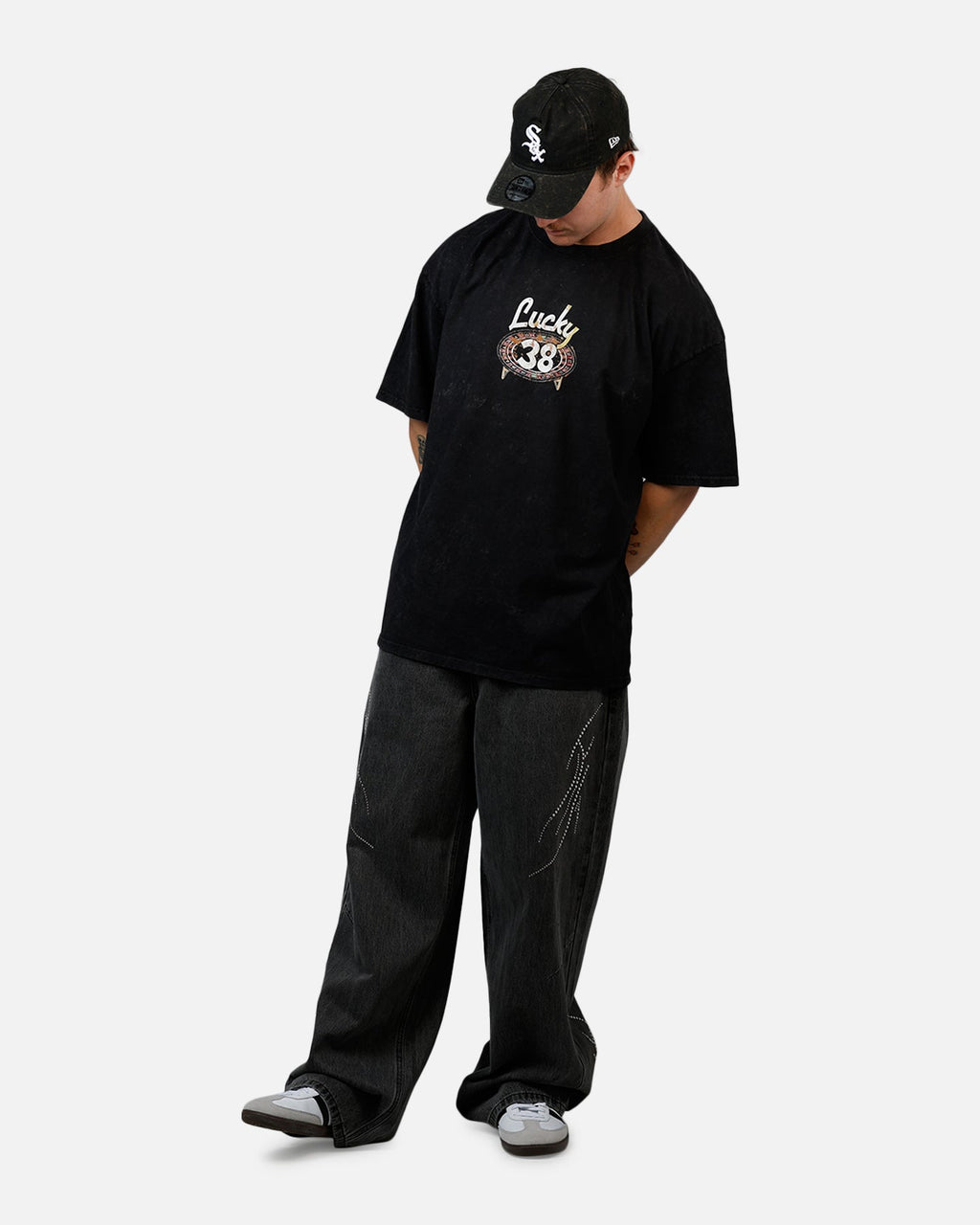 73Studio X Fallout: New Vegas Lucky 38 T-Shirt Black Acidwash