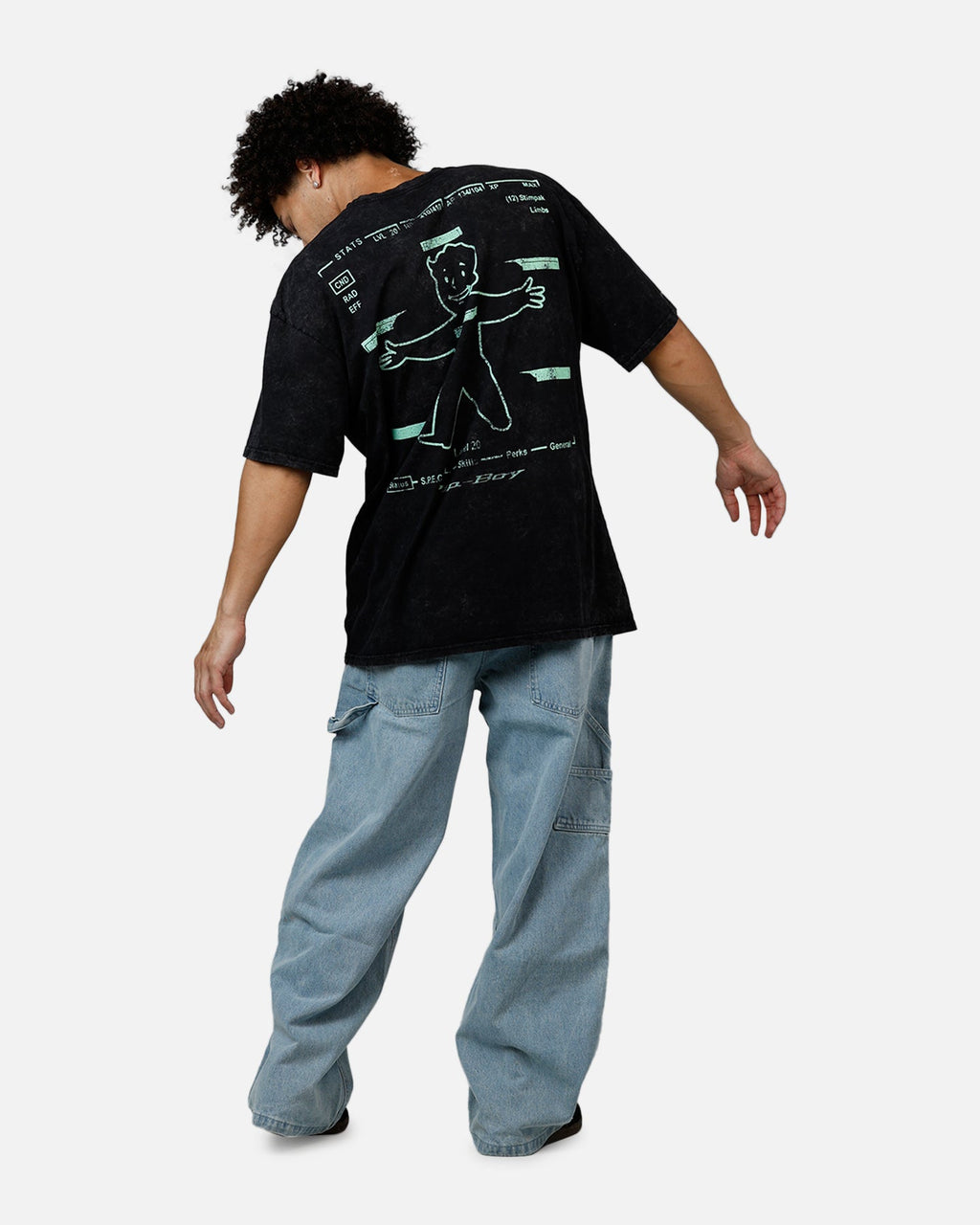 73Studio X Fallout Pipboy T-Shirt Black Acidwash