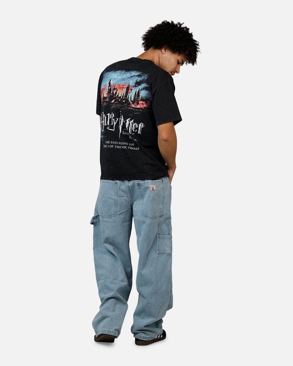 73Studio X Harry Potter '10 Deathly Hallows Vintage T-Shirt Black Acidwash