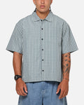 Carre Plaid Button Up Shirt Green-Plaid