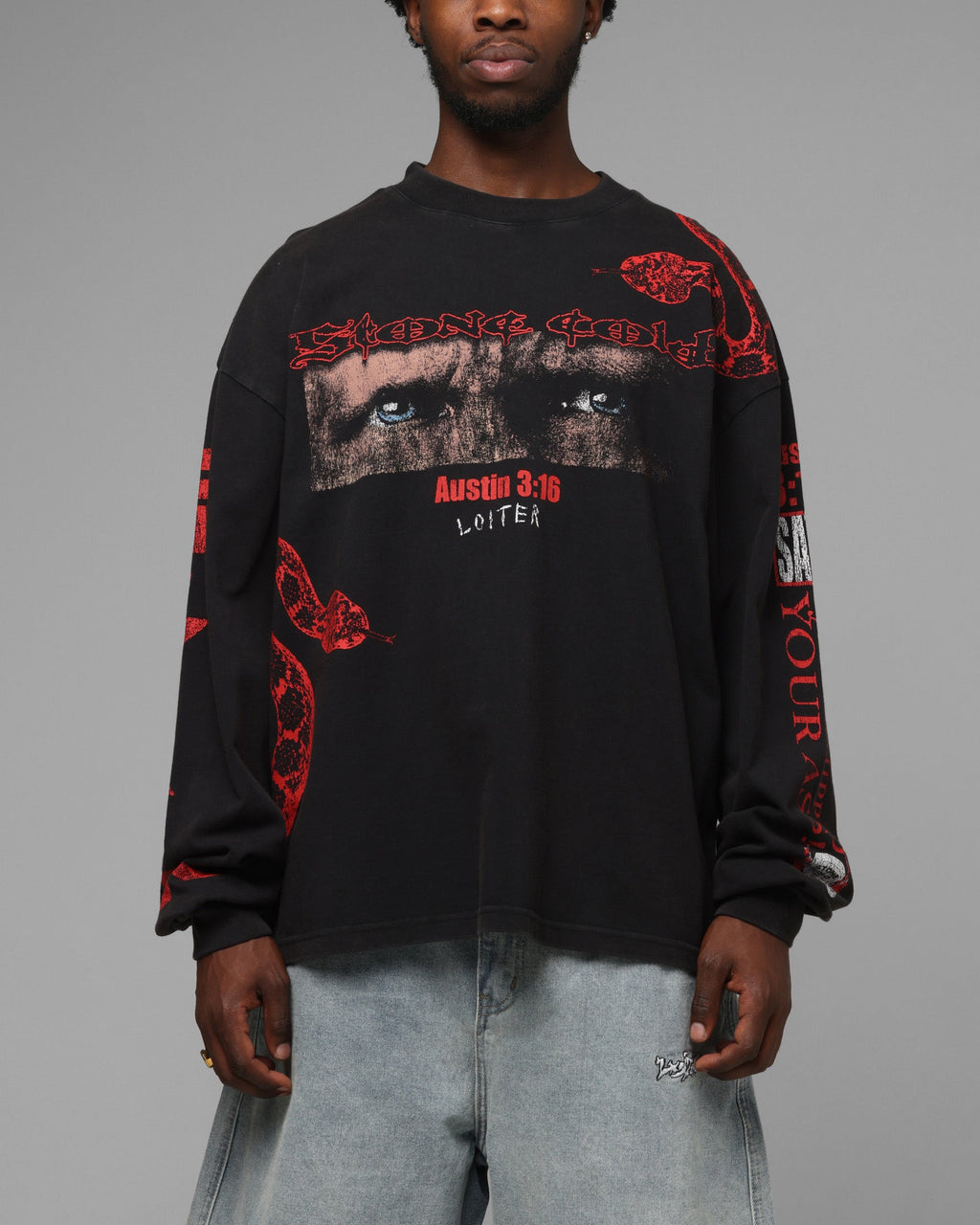 Loiter X WWE Stone Cold Long Sleeve T-Shirt Black
