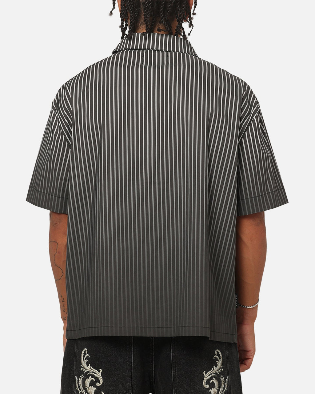 Saint Morta Vela Pinstripe Button Up Shirt Black/White