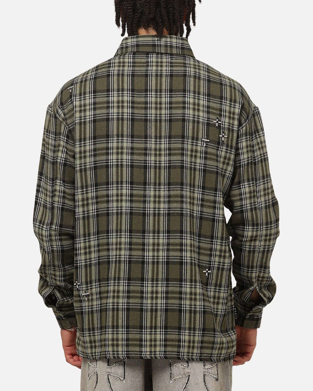 Saint Morta Credo Plaid Long Sleeve Button Up Shirt Green-plaid