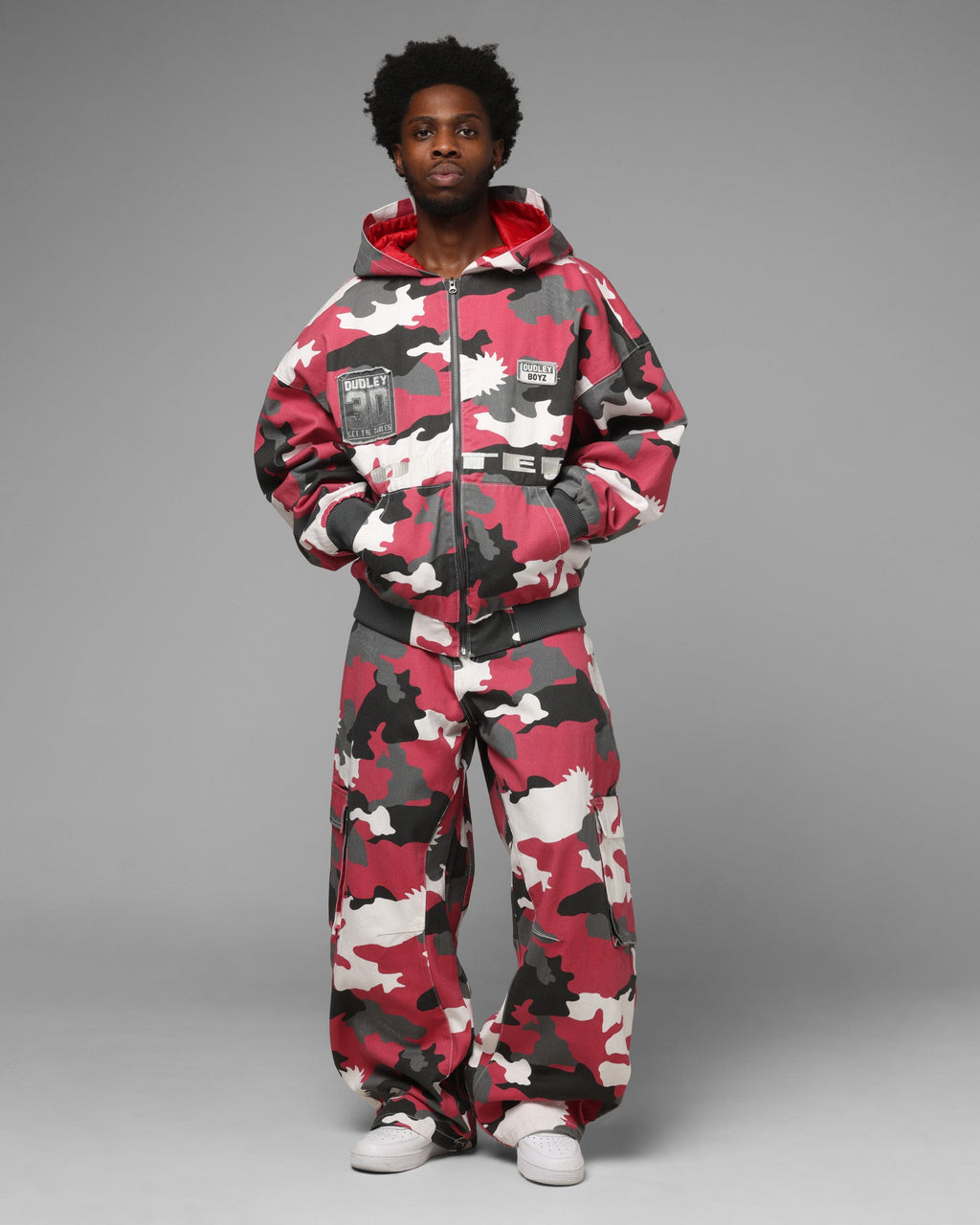 Loiter X WWE Dudley Boyz Camo Zip Jacket Red Camo