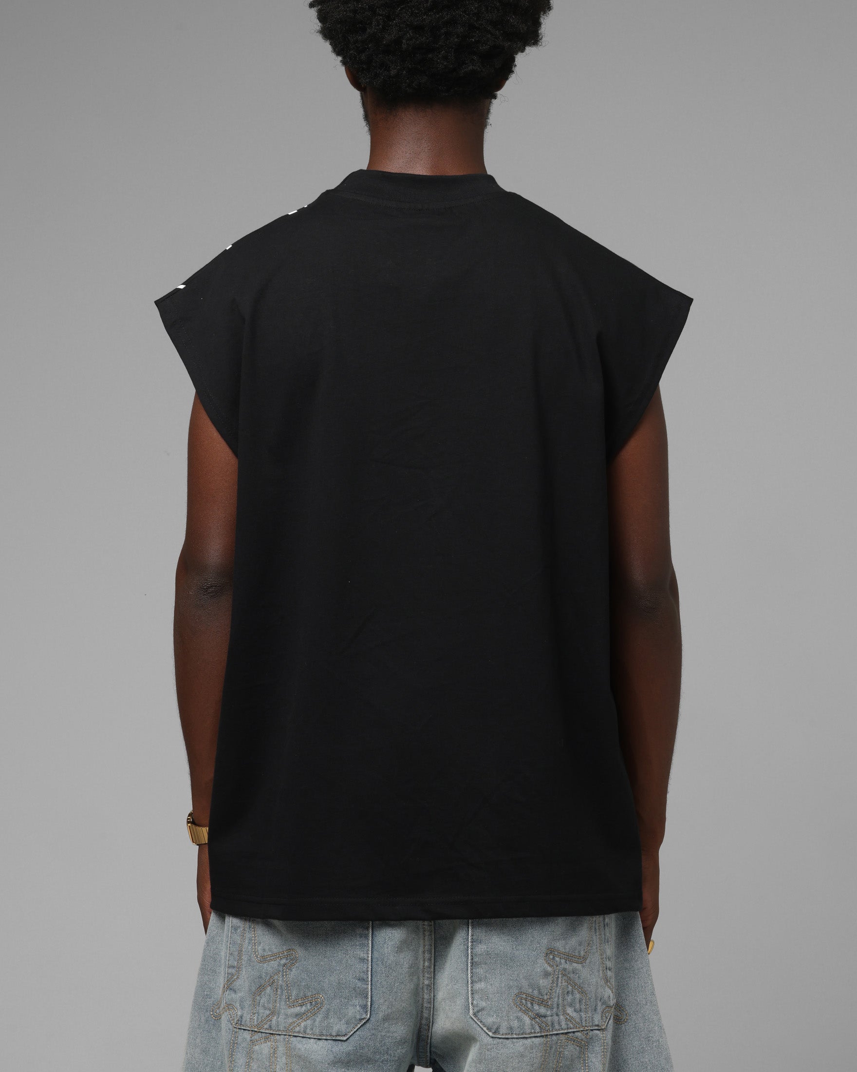 Loiter Script Muscle T-Shirt Black