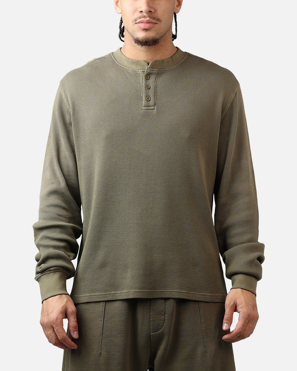 American Thrift Waffle Henley Shirt Washed Olive