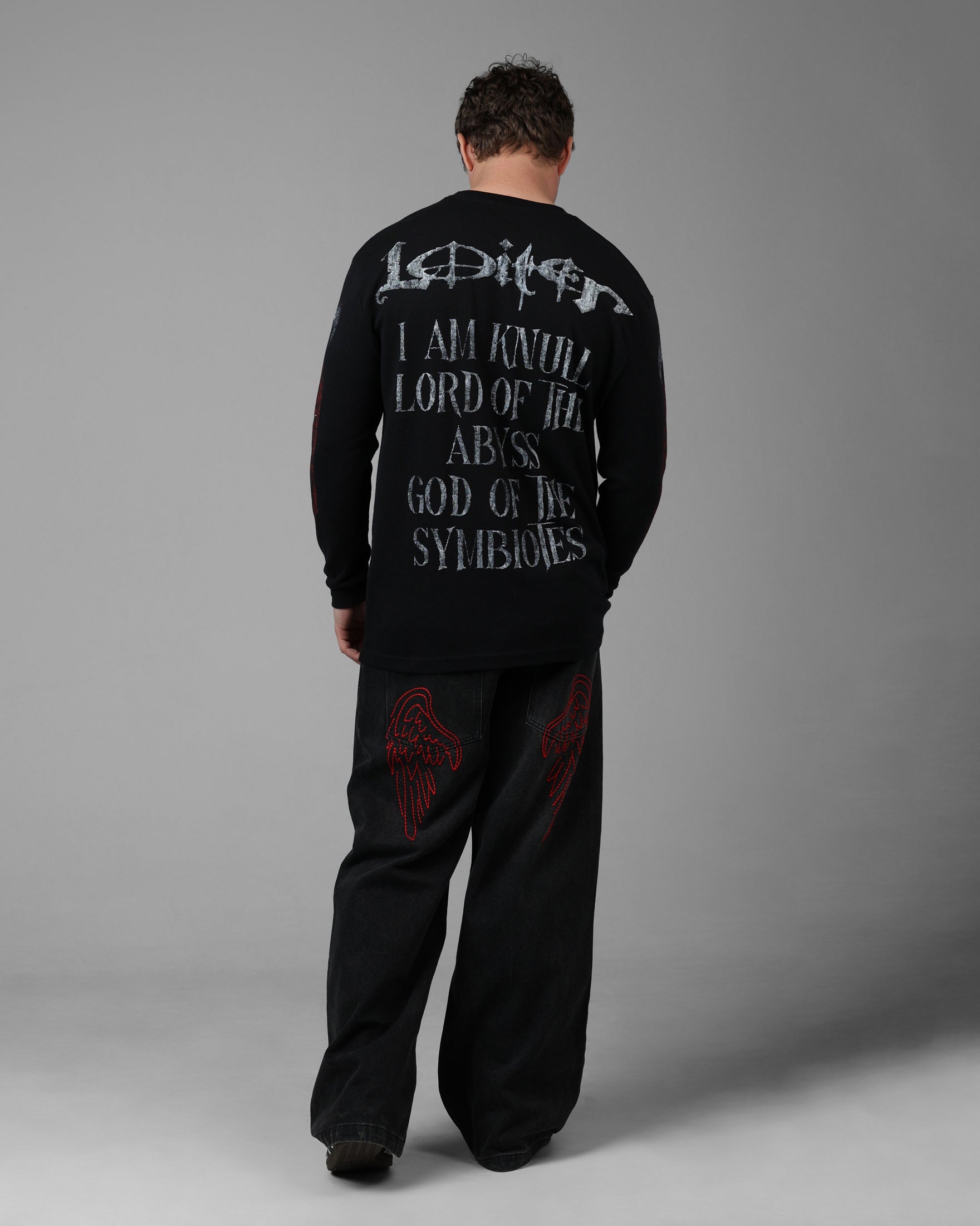 Loiter Marvel Knull Long Sleeve Waffle T-Shirt Black