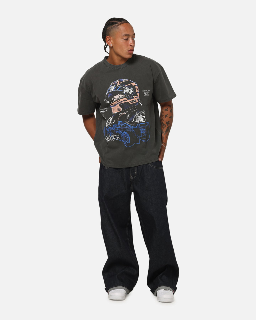 Culture Kings X Atlassian Williams F1 Team Alex Albon T-Shirt Black Acidwash