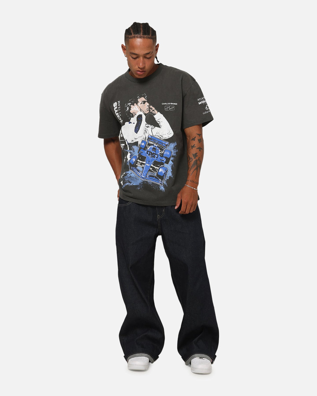 Culture Kings X Atlassian Williams F1 Team Carlos Sainz Jr. T-Shirt Black Acidwash