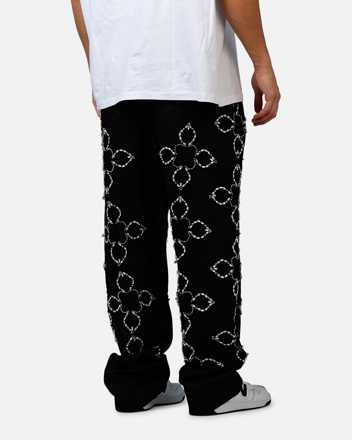 MNML Ultra Baggy Jewel Applique Pants Black