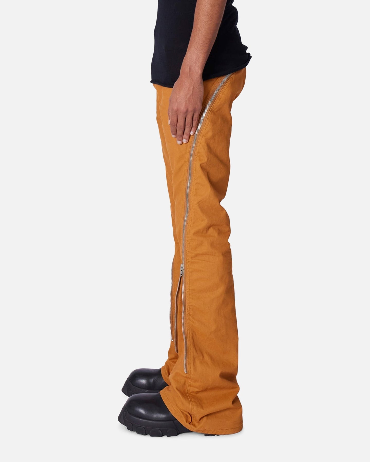 MNML D519 Zipper Flare Denim Jeans Orange