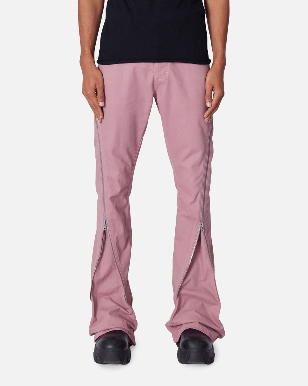 MNML D519 Zipper Flare Denim Jeans Pink