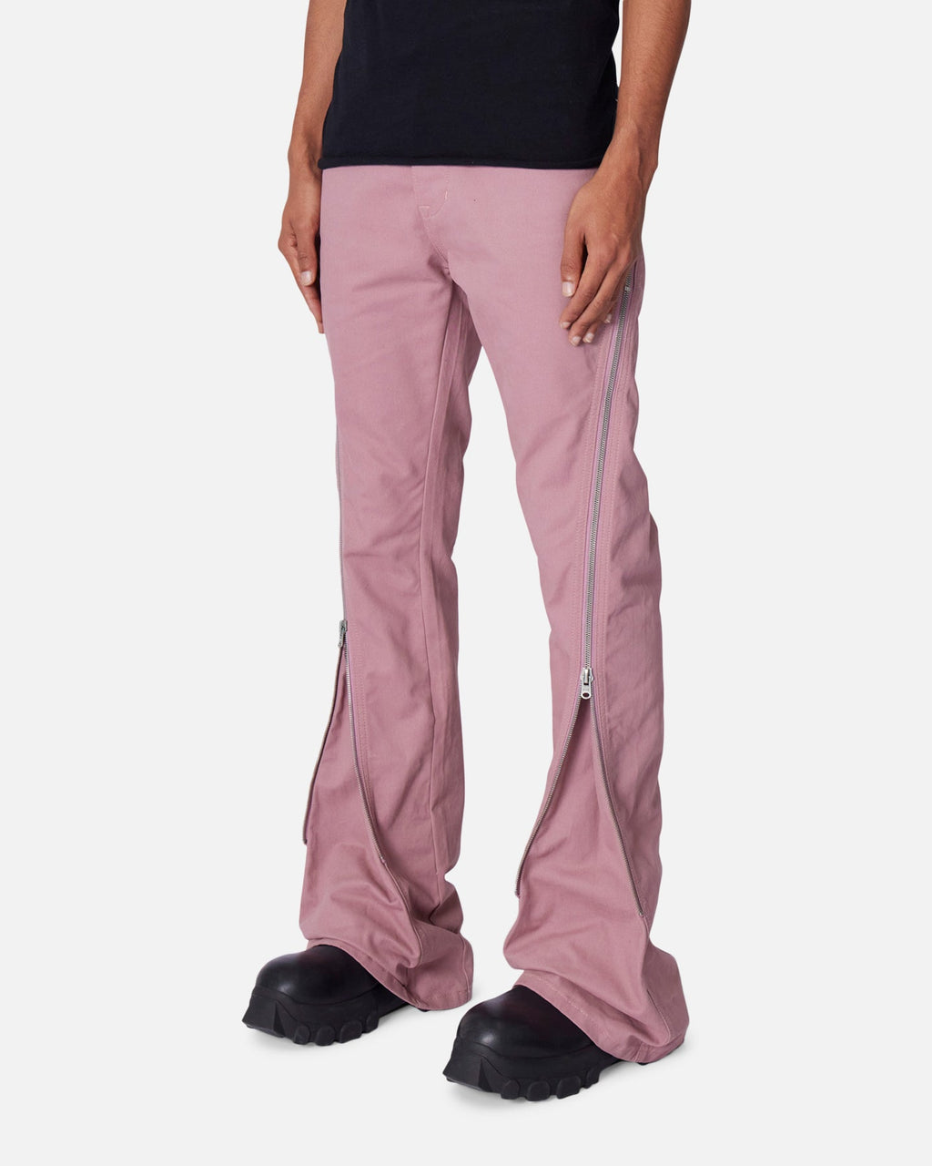 MNML D519 Zipper Flare Denim Jeans Pink