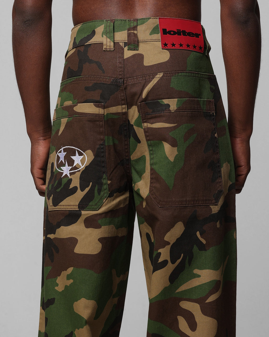 Loiter Collateral Baggy Jeans Woodland Camo