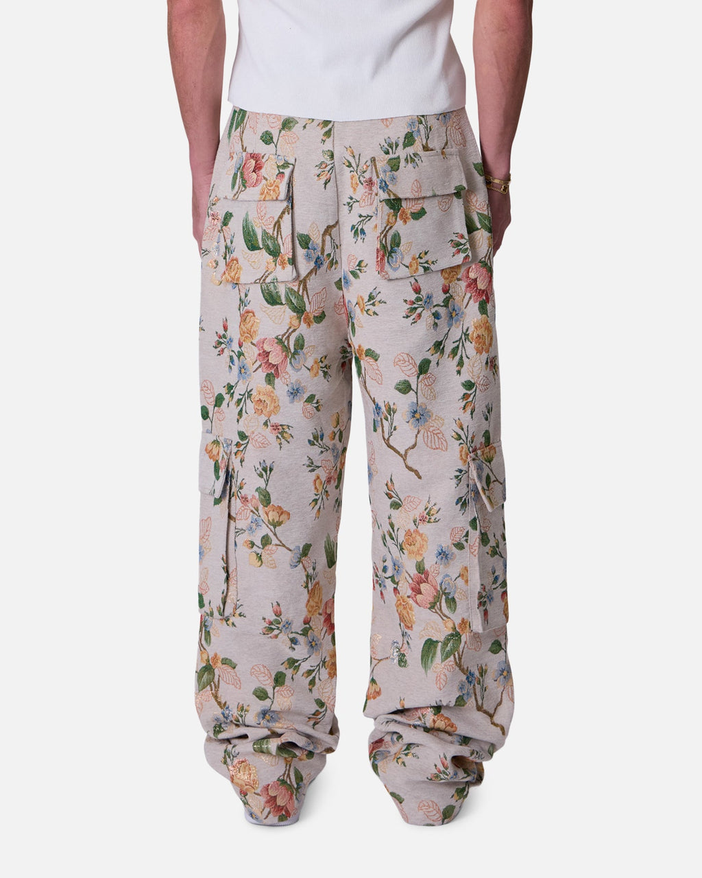 MNML Jacquard Rose Cargo Pants Gold