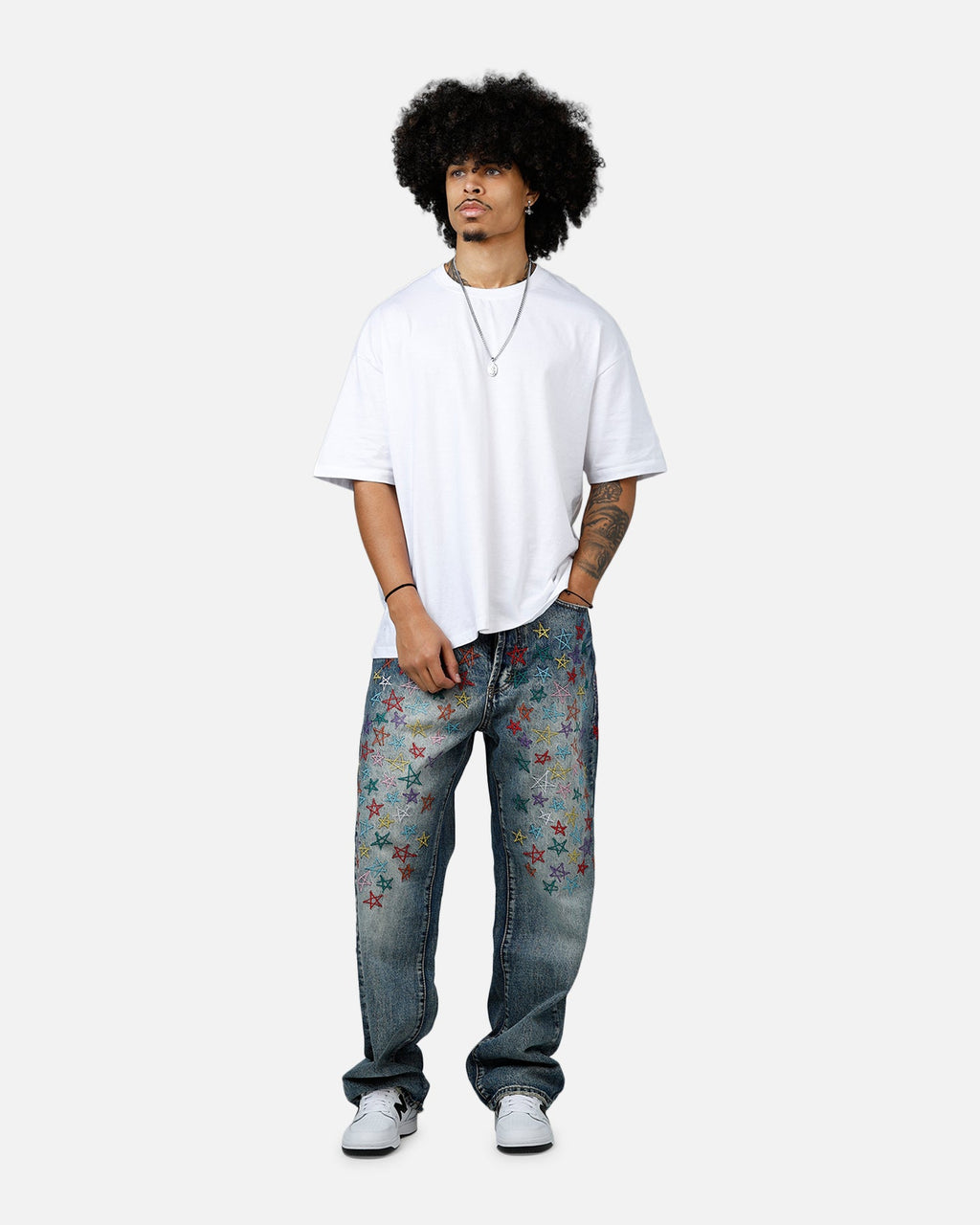 MNML Ultra Baggy Star Denim Jeans Vintage Blue