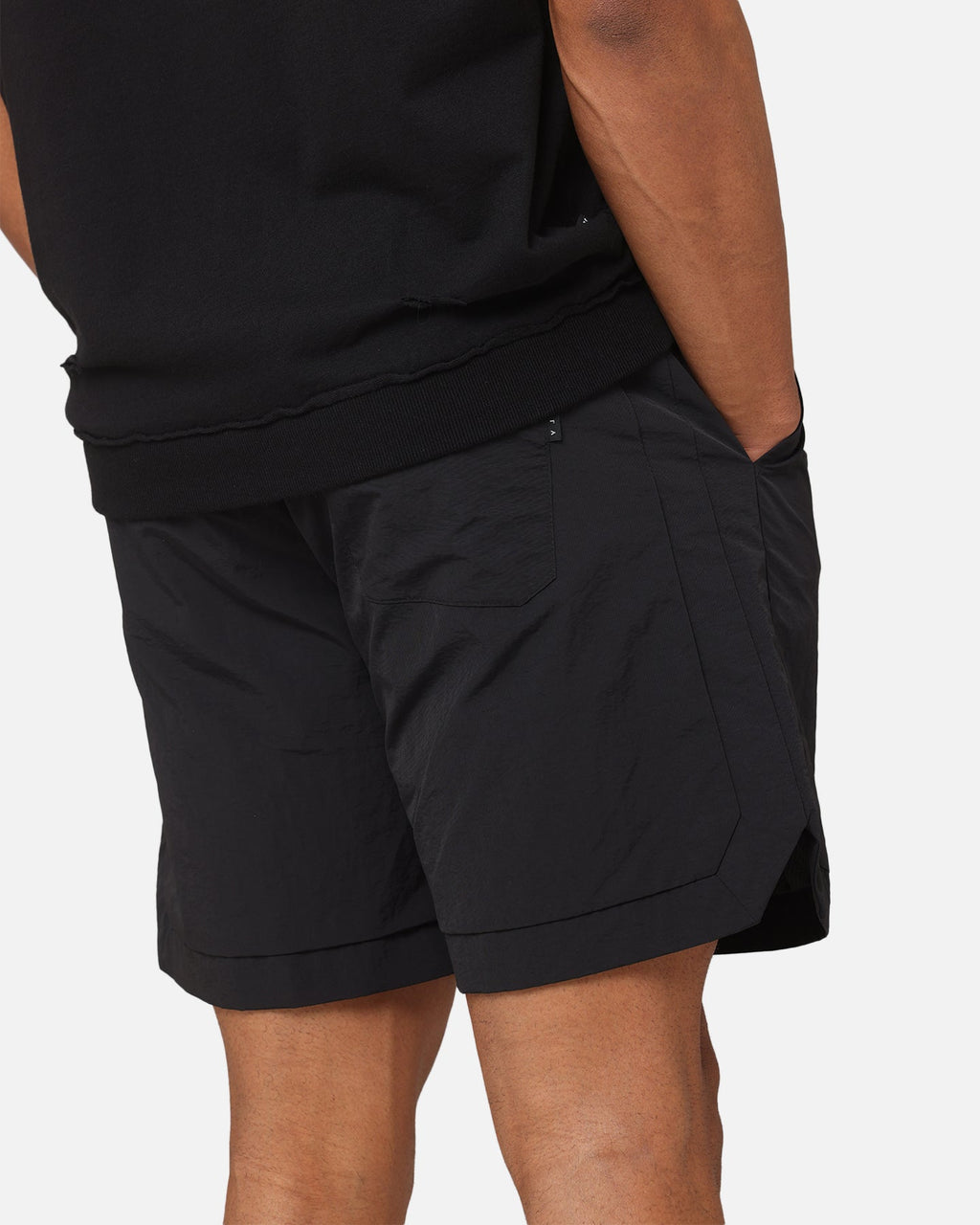 Saint Morta Gothic Monogram Nylon Shorts Black