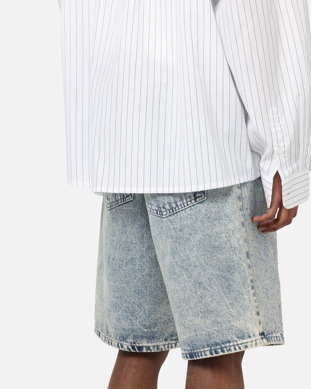 XXIII Diamond Buckle Back Jorts Blue Stonewash