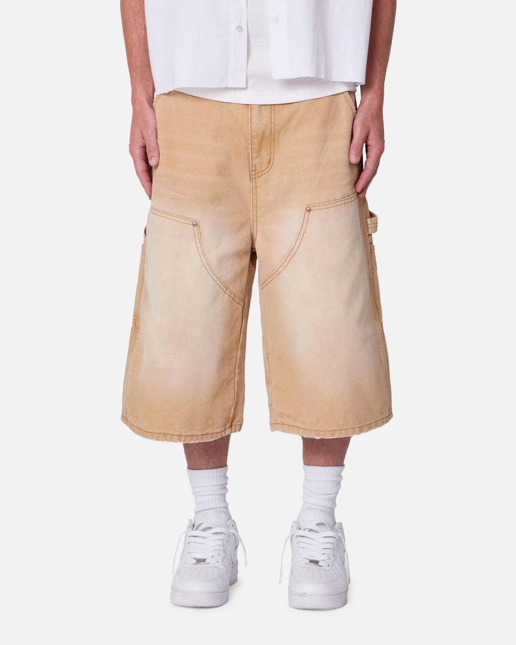 MNML Ultra Baggy Carpenter Shorts Washed Tan