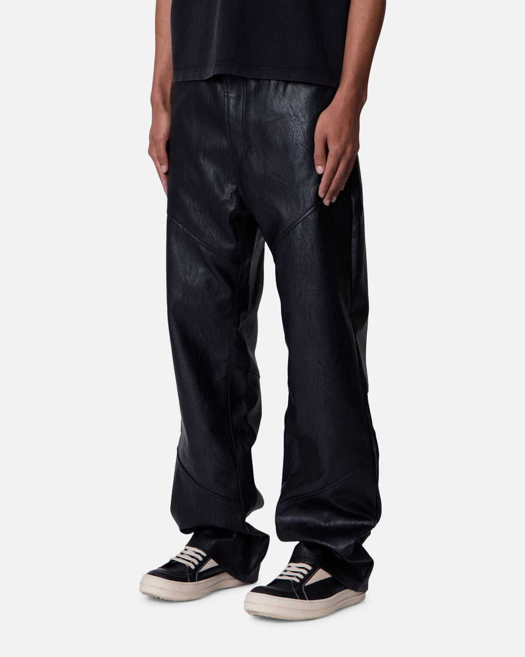 MNML Ultra Baggy Vegan Leather Pants Black