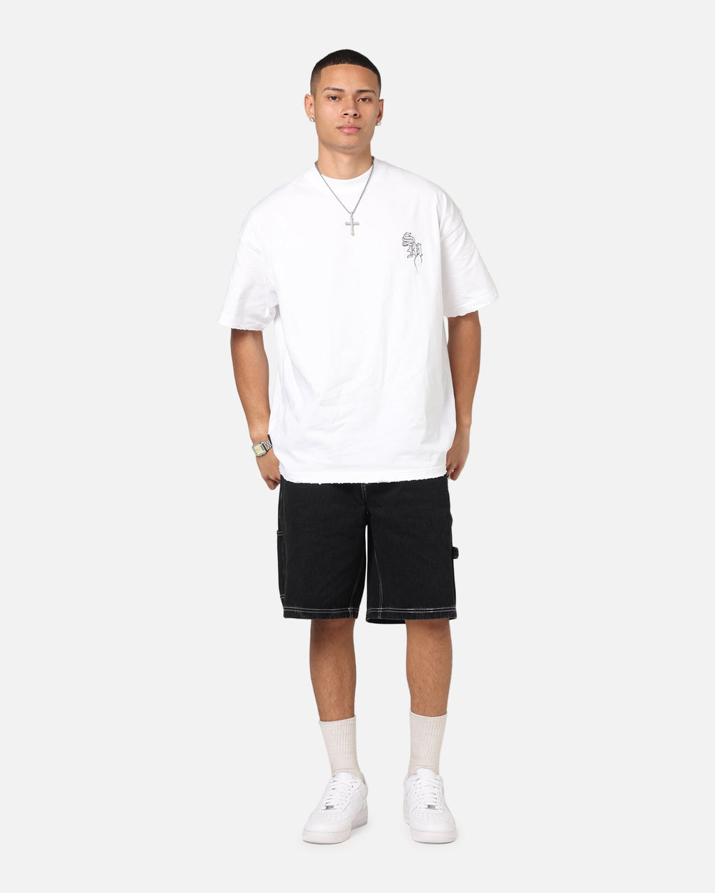 Saint Morta Amplus Fray Carpenter Jort Shorts Contrast Black