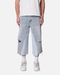 MNML Panelled Denim Shorts Light Blue Wash