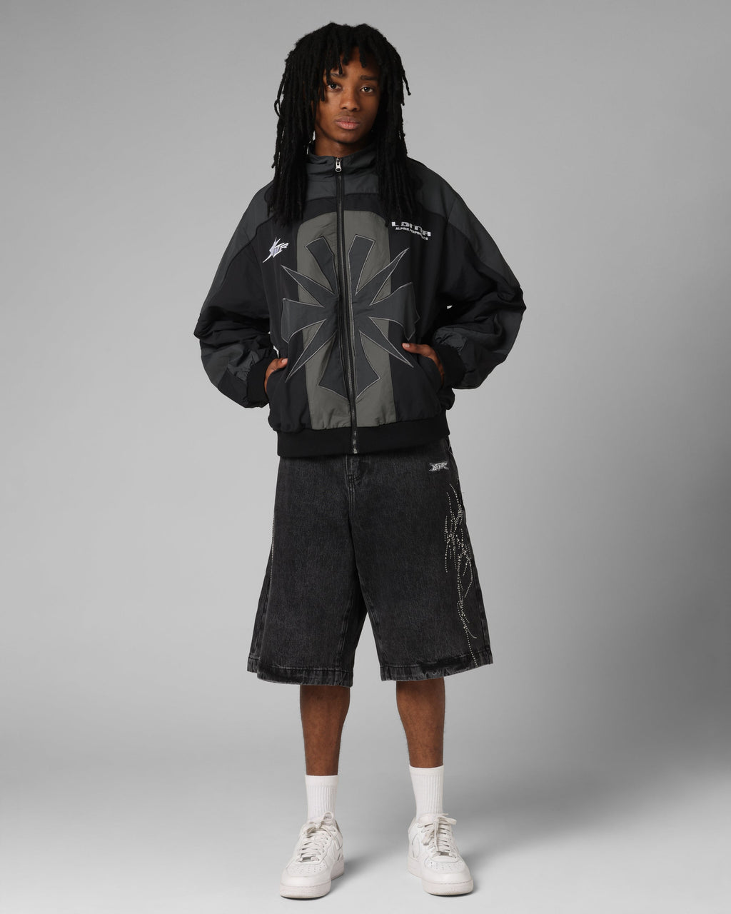 Loiter Goth Clique Jorts Black