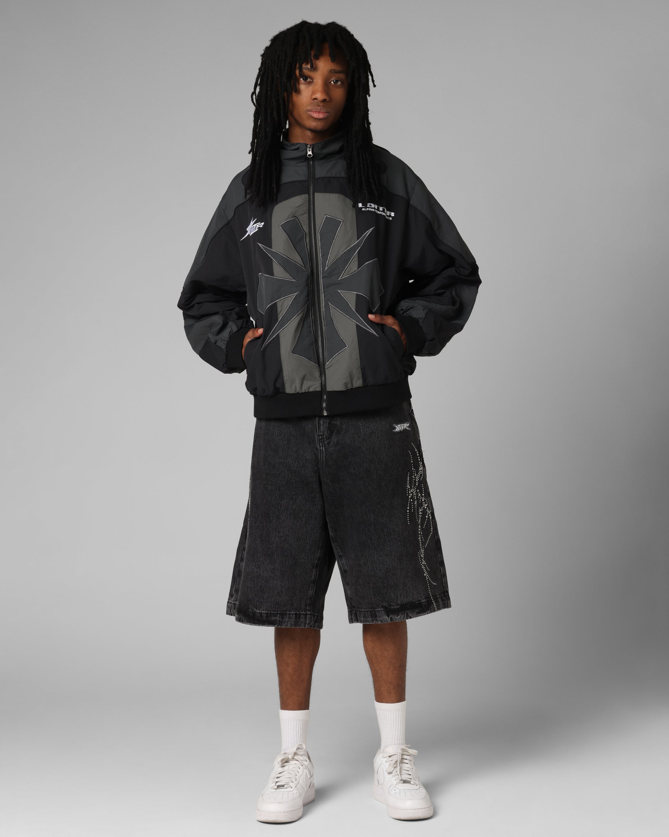 Loiter Goth Clique Jorts Black