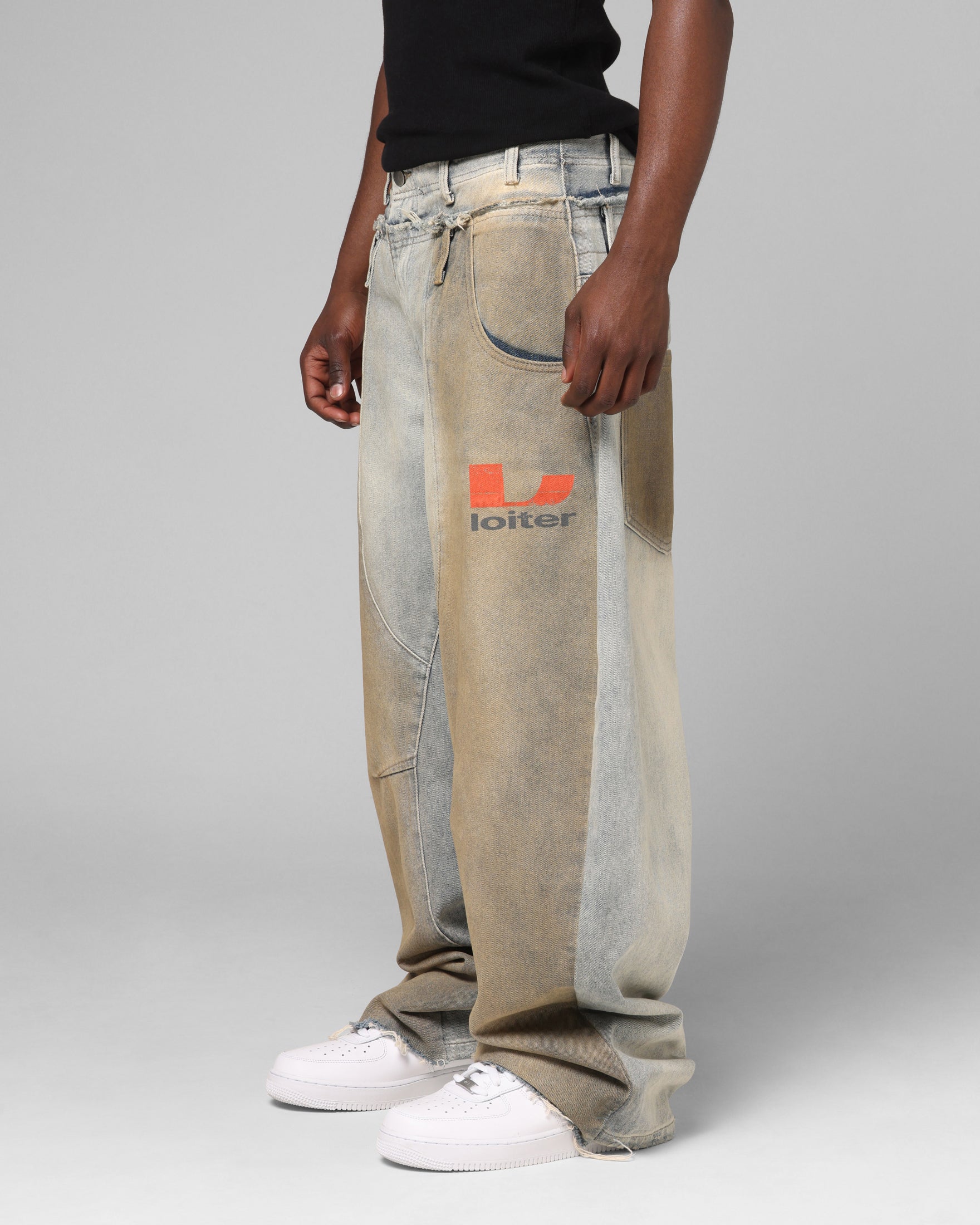 Loiter Layered Western Jeans Blue Wash