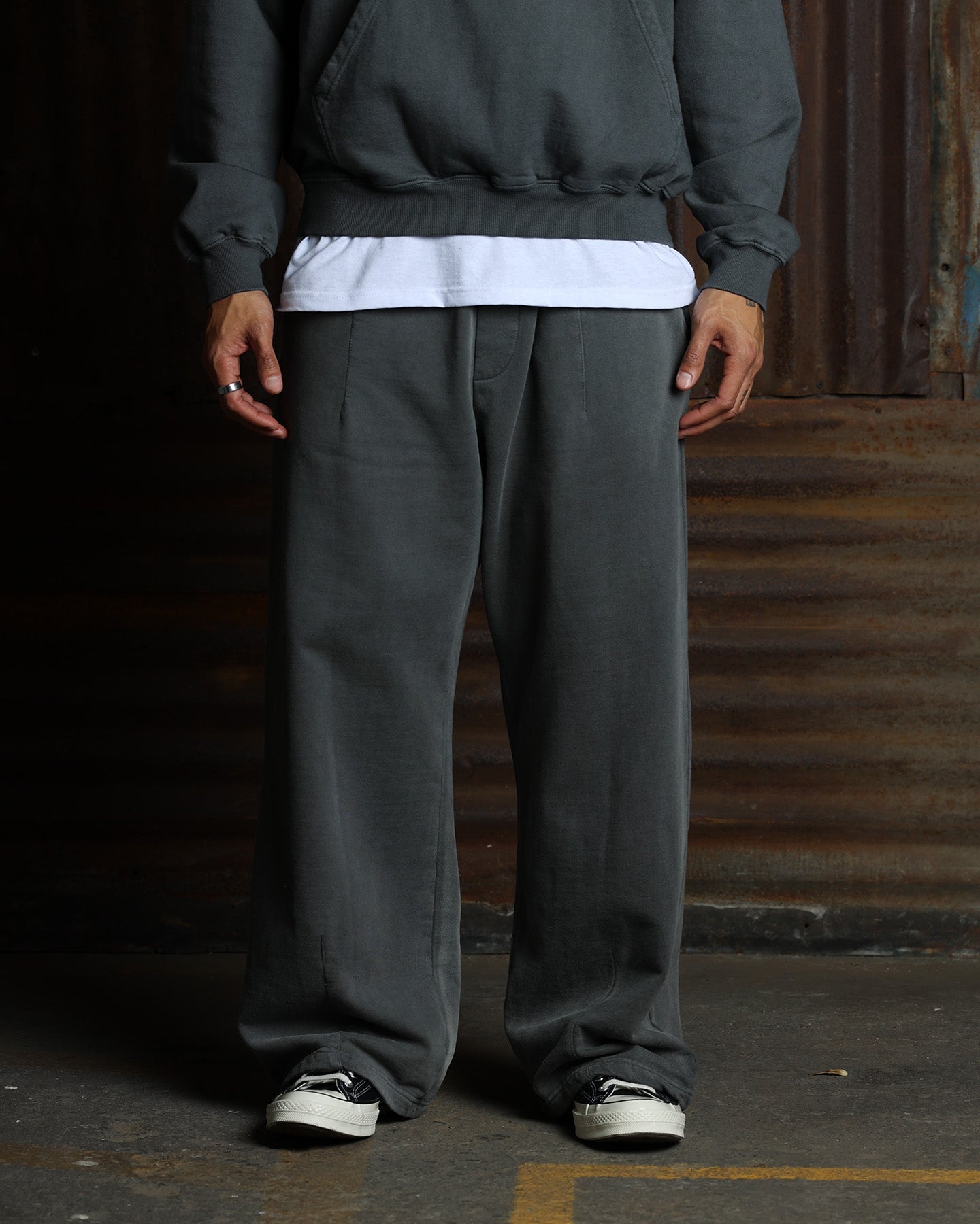 American Thrift Wide Leg Pants Washed Charcoal