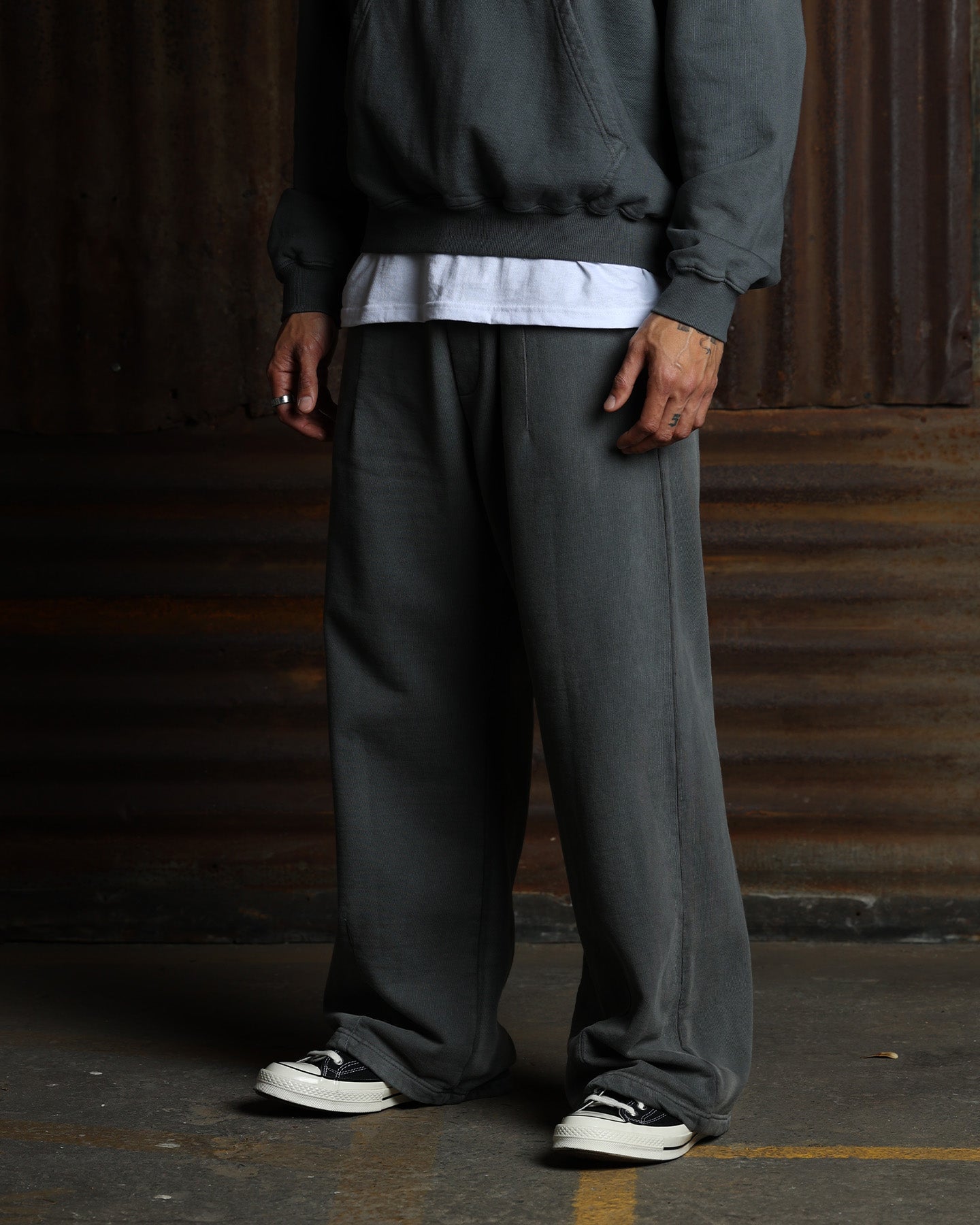 American Thrift Wide Leg Pants Washed Charcoal