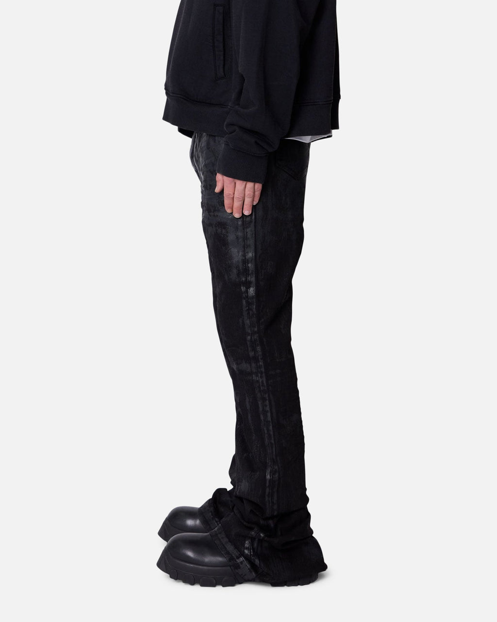MNML Super Stacked Denim Jeans Washed Black
